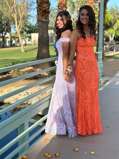 Chic Mermaid Halter Straps Orange Satin Slit Long Prom Dress,Evening Dress GG1581