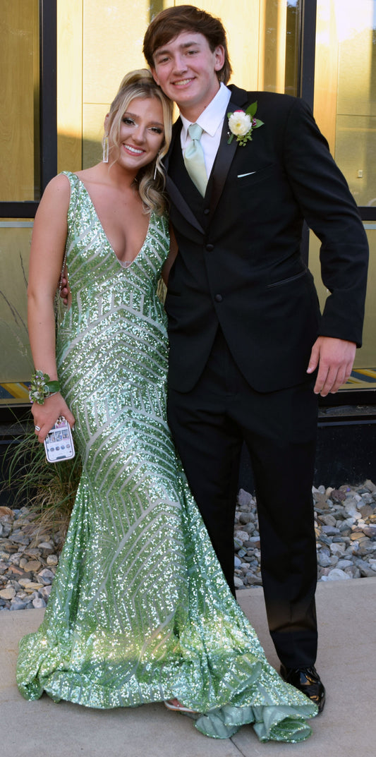 Glamorous Mermaid V Neckline Sequin Backless Sweep Train Long Prom Dress,Evening Dress GG1602