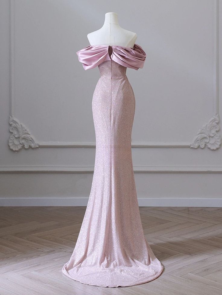 Pretty Mermaid Off The Shoulder Satin Sequin Long Prom Dress,Evening Dress GG1609