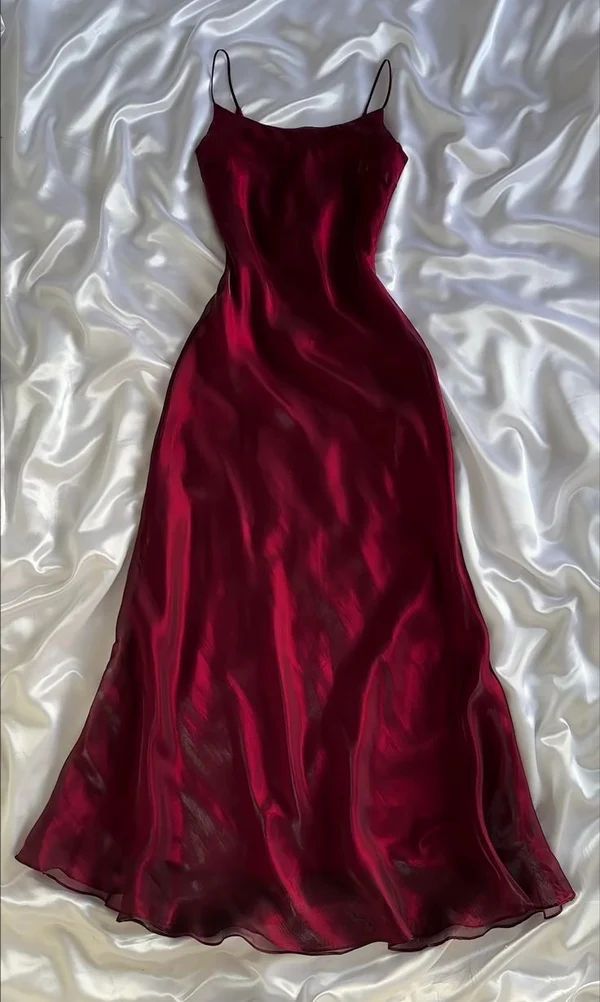 Sexy Sheath Mermaid Spaghetti Straps Burgundy Satin Tea Length Prom Dress,Evening Dress GG1738