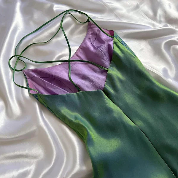 Elegant A Line Spaghetti Straps Green Satin Long  Prom Dress,Evening Dress GG1739