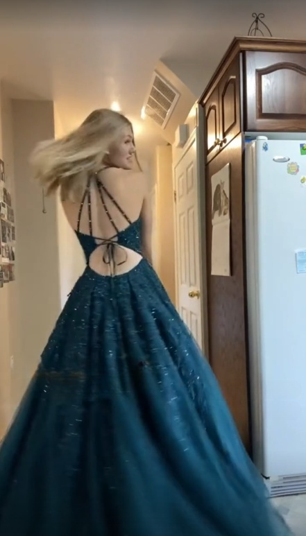 Charming A Line Spaghetti Straps Tulle Applique Beaded With Pocket Long  Prom Dress,Evening Dress GG1742