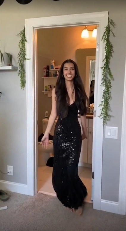 Shiny Mermaid Spaghetti Straps Black Sequin Long Prom Dress,Evening Dress GG1750