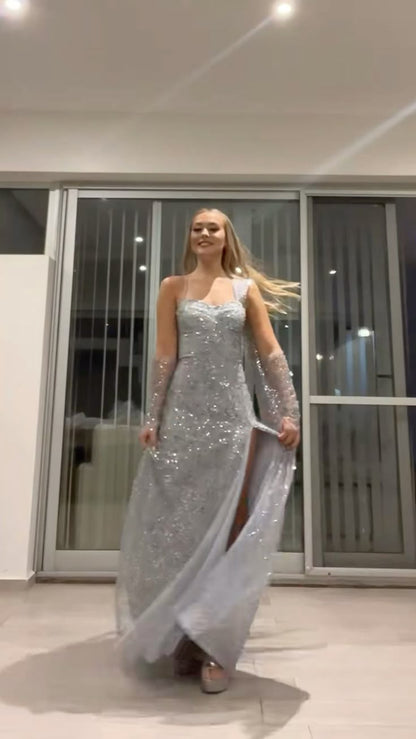 Sparkly Mermaid Sweetheart Sequin Slit Long Prom Dress,Evening Dress GG1774