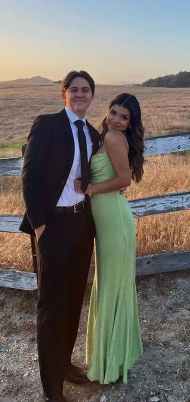 Glitter Mermaid Spaghetti Straps Satin Sequin Long Prom Dress,Evening Dress GG1782