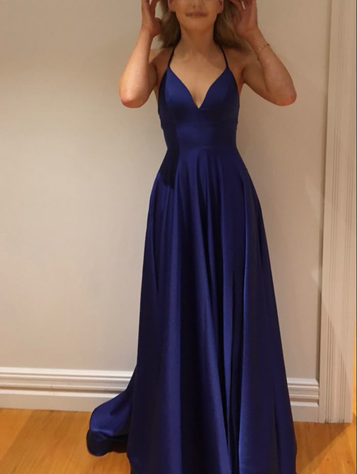 Elegant A Line Spaghetti Straps Satin Long Prom Dress,Evening Dress GG1786