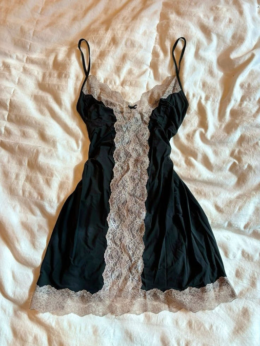 Charming A Line Spaghetti Straps Black Satin Lace Short Prom Dress,Homecoming Dress,Evening Dress GG1815