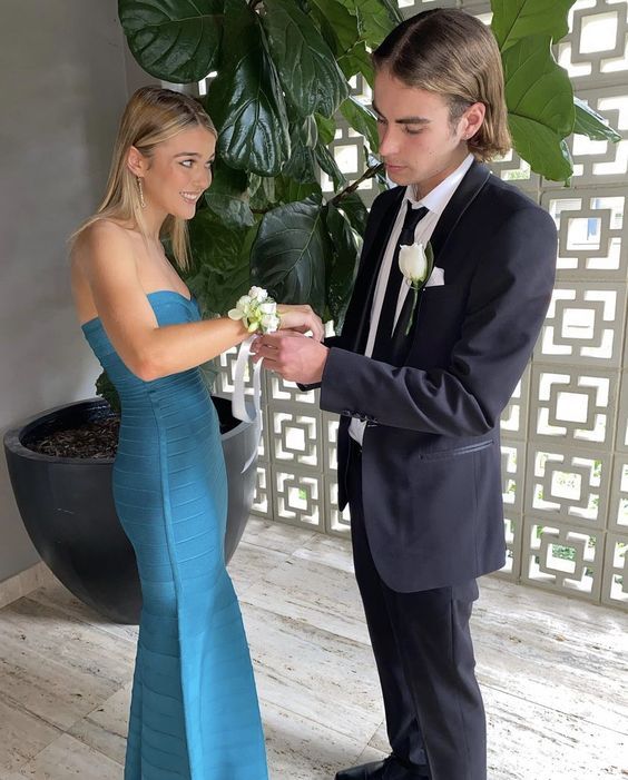 Chic Mermaid Strapless Satin Long Prom Dress,Evening Dress GG1841