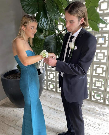 Chic Mermaid Strapless Satin Long Prom Dress,Evening Dress GG1841