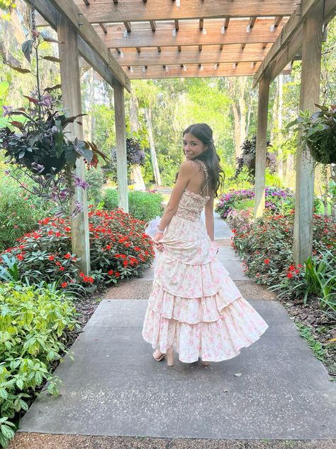 Fairy A Line Spaghetti Straps Chiffon Printing Floral Tiered Long Prom Dress,Evening Dress GG1852