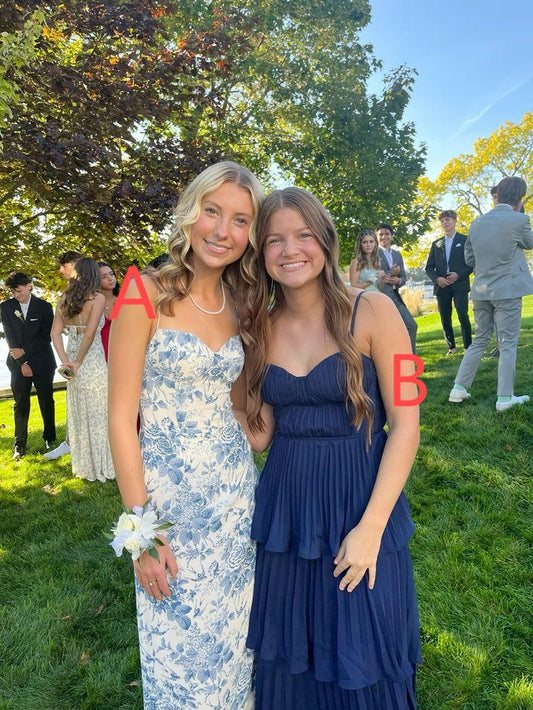 Pretty A Line Chiffon Printing Flower Long Prom Dress,Evening Dress GG1855