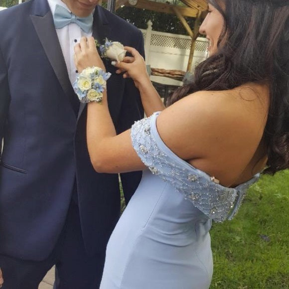 Pretty Mermaid Off The Shoulder Lavender Satin Slit Long Prom Dress,Evening Dress GG1863