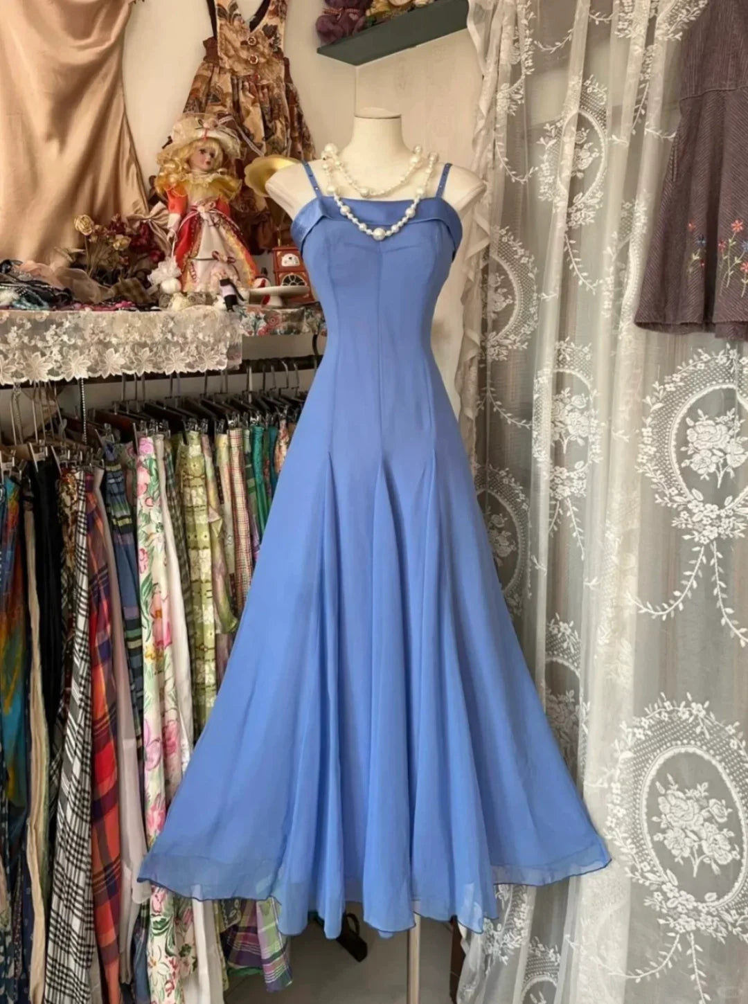 Pretty A Line Spaghetti Straps Lavender Chiffon Long Prom Dress,Evening Dress GG1872