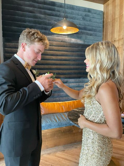 Glamorous Mermaid Strapless Satin Beaded Long Prom Dress,Evening Dress GG1887