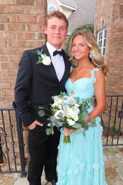 Pretty A Line Sweetheart Chiffon Ruffles Long Prom Dress,Evening Dress GG1903