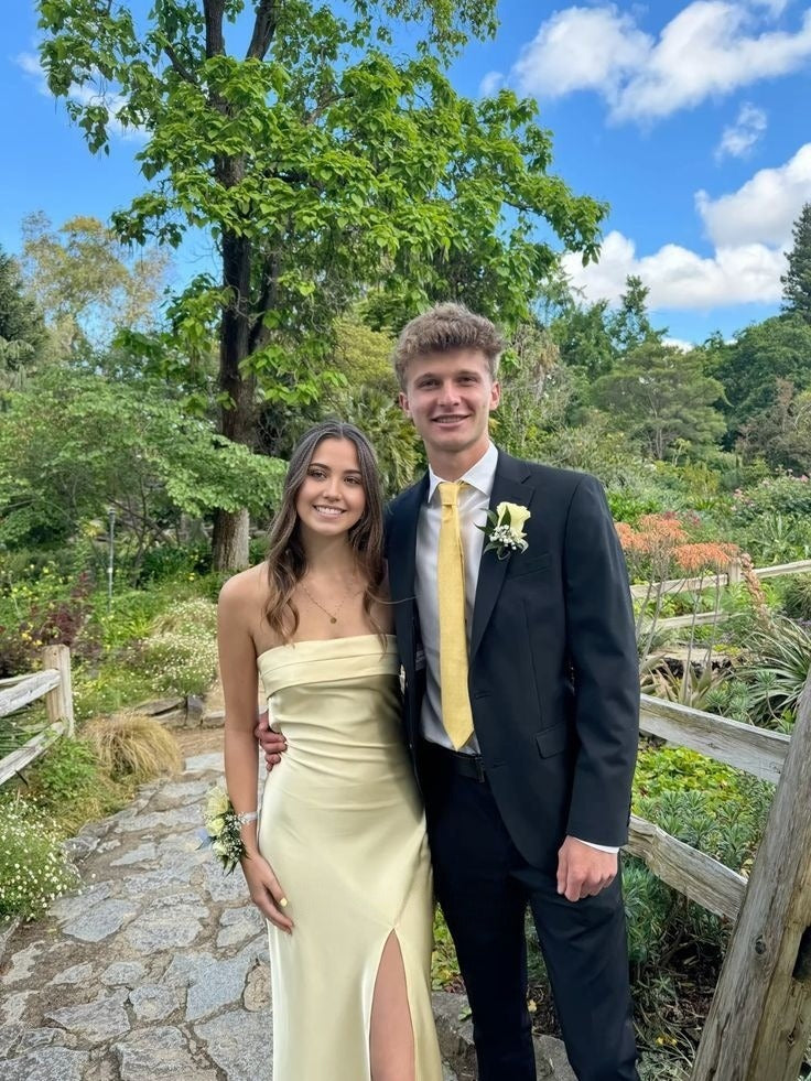 Elegant Mermaid Strapless Pastel Yellow Satin Slit Long Prom Dress,Evening Dress GG1910