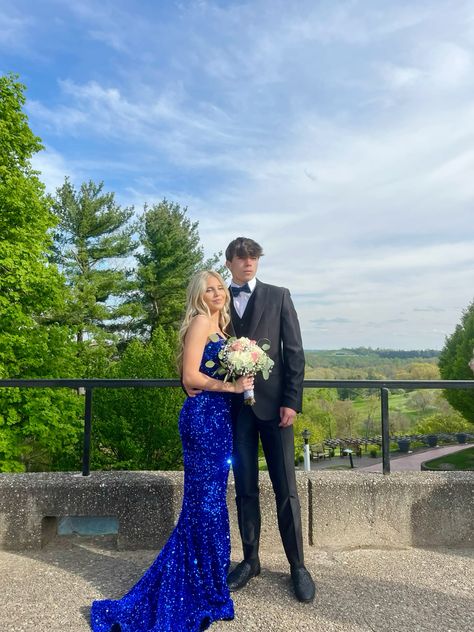 Sparkly Mermaid Strapless Royal Blue Satin Sequin Long Prom Dress,Evening Dress GG1922