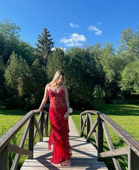 Charming A Line Spaghetti Straps Red Lace Beaded Applique Long Prom Dress,Evening Dress GG1935