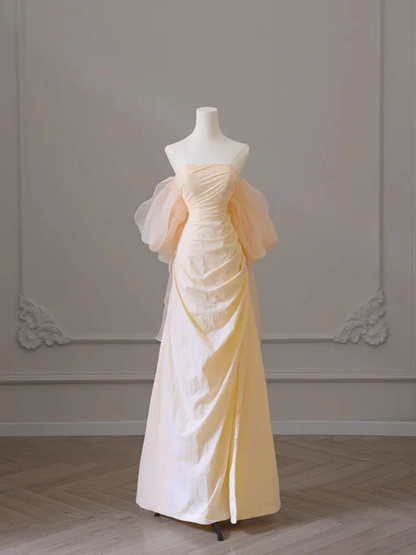 Elegant A-line Off The Shoulder Taffeta Champagne Long Formal Dress Prom Dress,  Evening Dress GG193