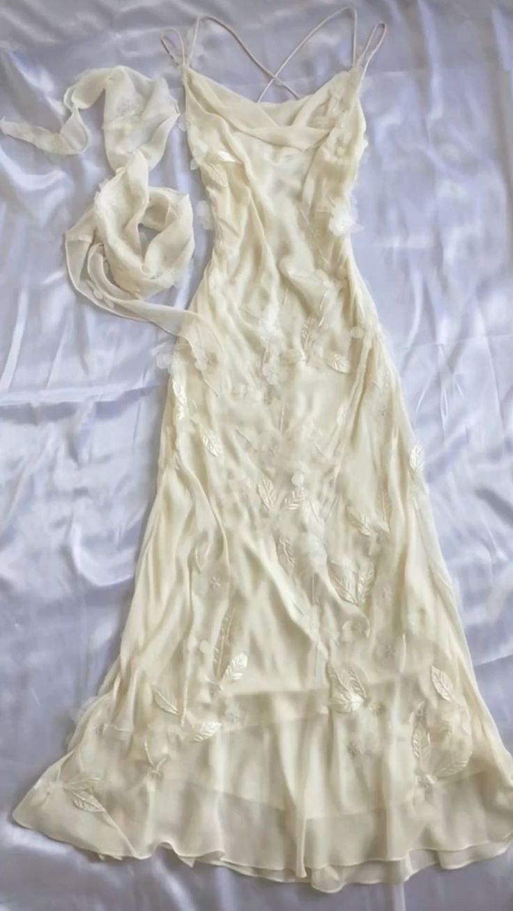Beautiful A Line Spaghetti Straps Ivory Chiffon Applique Long Prom Dress,Evening Dress GG1949