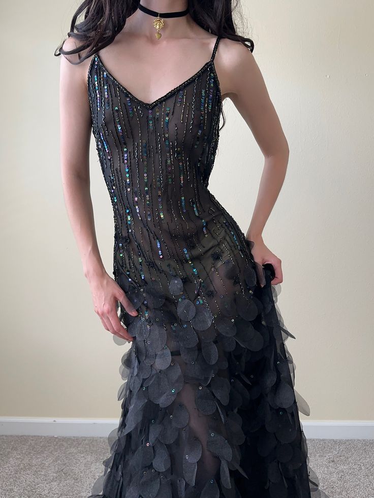 Charming A Line Spaghetti Straps Chiffon Beaded Applique Long Prom Dress,Evening Dress GG1950