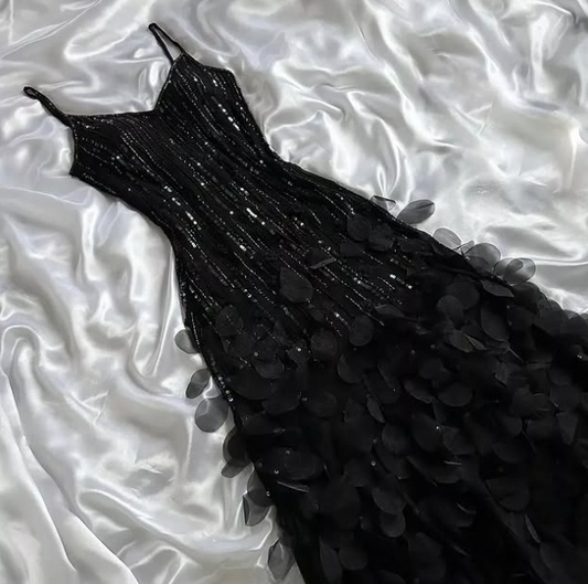 Charming A Line Spaghetti Straps Chiffon Beaded Applique Long Prom Dress,Evening Dress GG1950