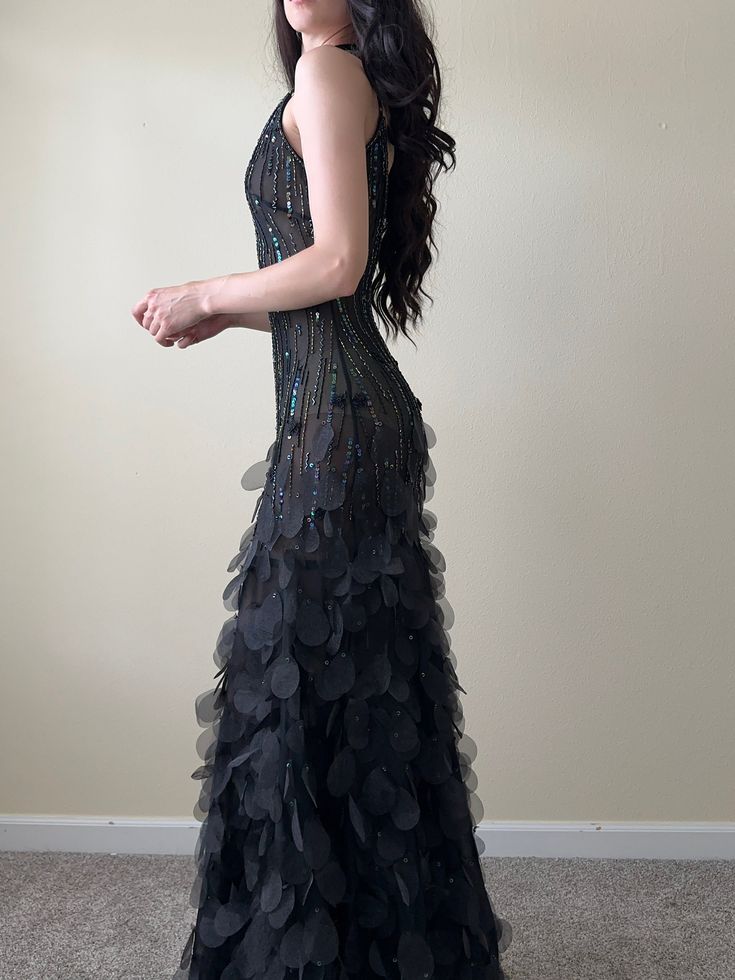 Charming A Line Spaghetti Straps Chiffon Beaded Applique Long Prom Dress,Evening Dress GG1950