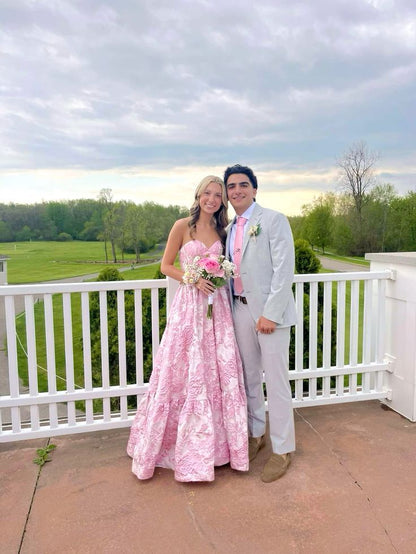 Obsessed A Line Sweetheart Satin Embroidered Flower Long Prom Dress,Evening Dress GG1952