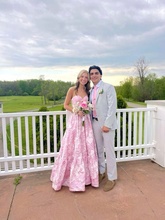 Obsessed A Line Sweetheart Satin Embroidered Flower Long Prom Dress,Evening Dress GG1952