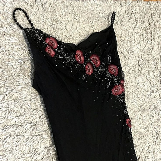 Charming A Line Spaghetti Straps Black Tulle Applique Long Prom Dress,Evening Dress GG1965