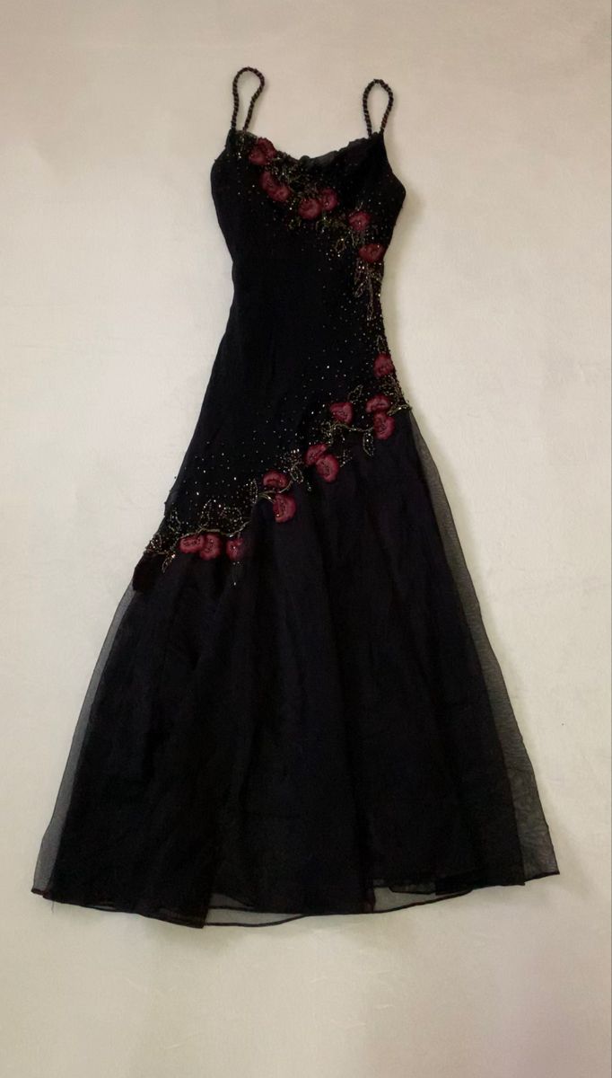 Charming A Line Spaghetti Straps Black Tulle Applique Long Prom Dress,Evening Dress GG1965