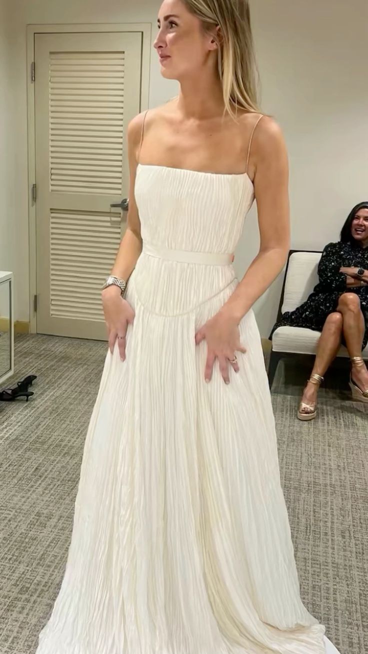 Pretty A Line Spaghetti Straps Off White Chiffon Long Prom Dress,Evening Dress GG1975