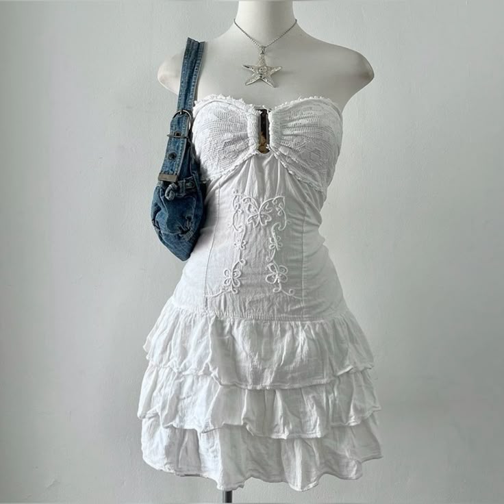 Chic A Line Strapless White Satin Short Prom Dress,Homecoming Dress,Evening Dress GG1986