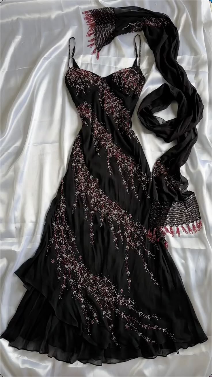 Obsessed A Line Spaghetti Straps Black Chiffon Applique Long Prom Dress,Evening Dress GG2024