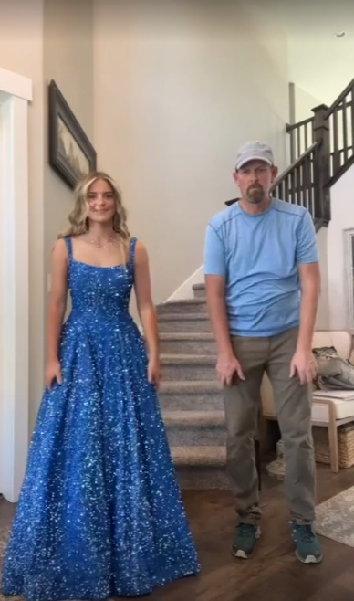 Glitter A Line Square Satin Sequin Long Prom Dress,Evening Dress GG2042