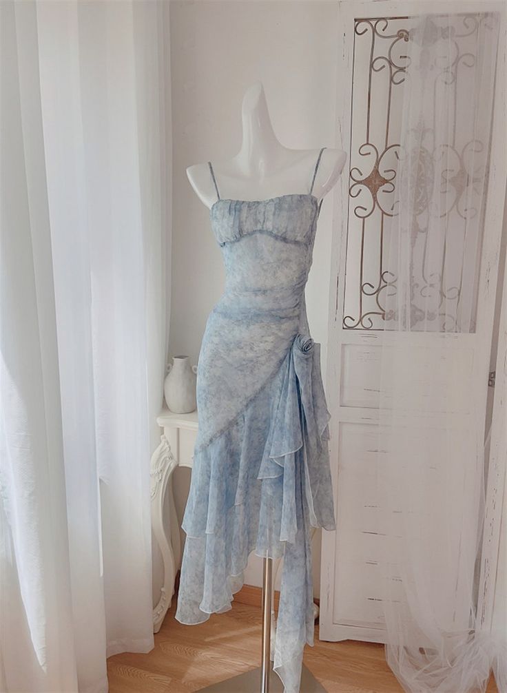 Charming Mermaid Spaghetti Straps Chiffon Printing Long Prom Dress,Evening Dress GG2053