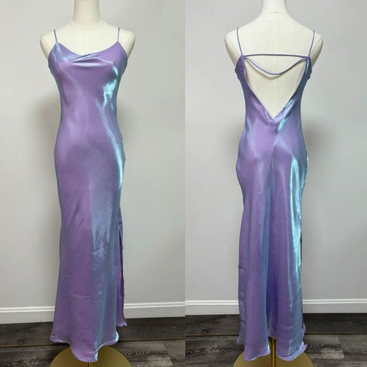 Simple Mermaid Spaghetti Straps Lilac Satin Long Prom Dress,Evening Dress GG2066