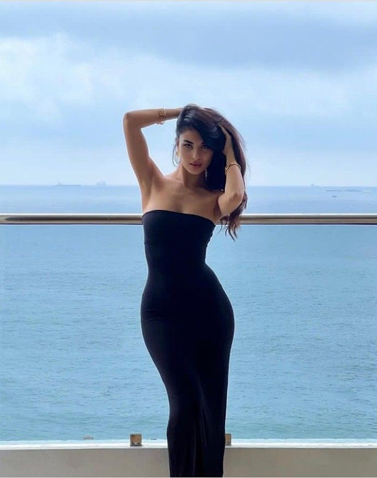 Sexy Mermaid Strapless Black Elastic Satin Long Prom Dress,Evening Dress GG2071