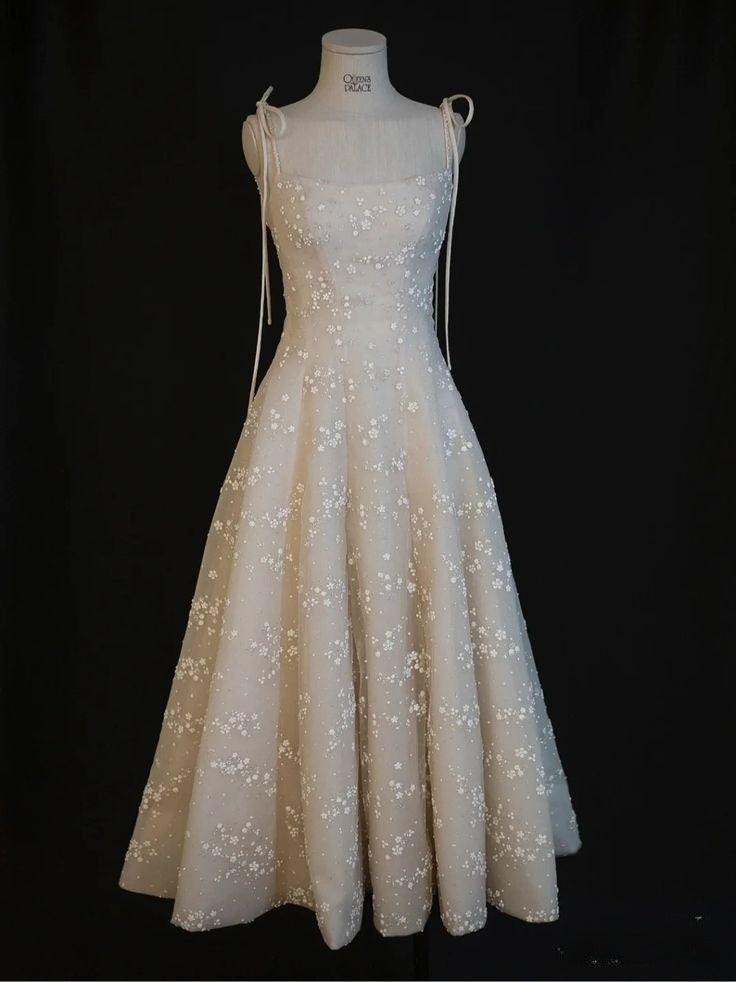 Cute A Line Spaghetti Straps Light Champagne Satin Beaded Long Prom Dress,Evening Dress GG2119