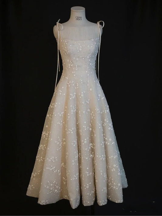 Cute A Line Spaghetti Straps Light Champagne Satin Beaded Long Prom Dress,Evening Dress GG2119