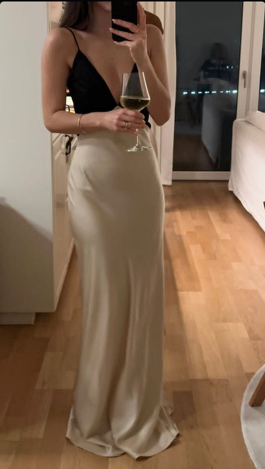 Unique Mermaid Spaghetti Straps V Neck Satin Long Prom Dress,Evening Dress GG2139