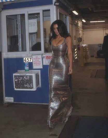 Sexy Mermaid Square Silver Sequin Long Prom Dress,Party Dress,Evening Dress GG2170