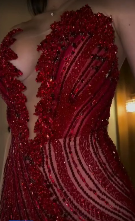 Gorgeous Mermaid Strapless Red Tulle Beaded High Low Long Prom Dress,Party Dress,Evening Dress GG2191