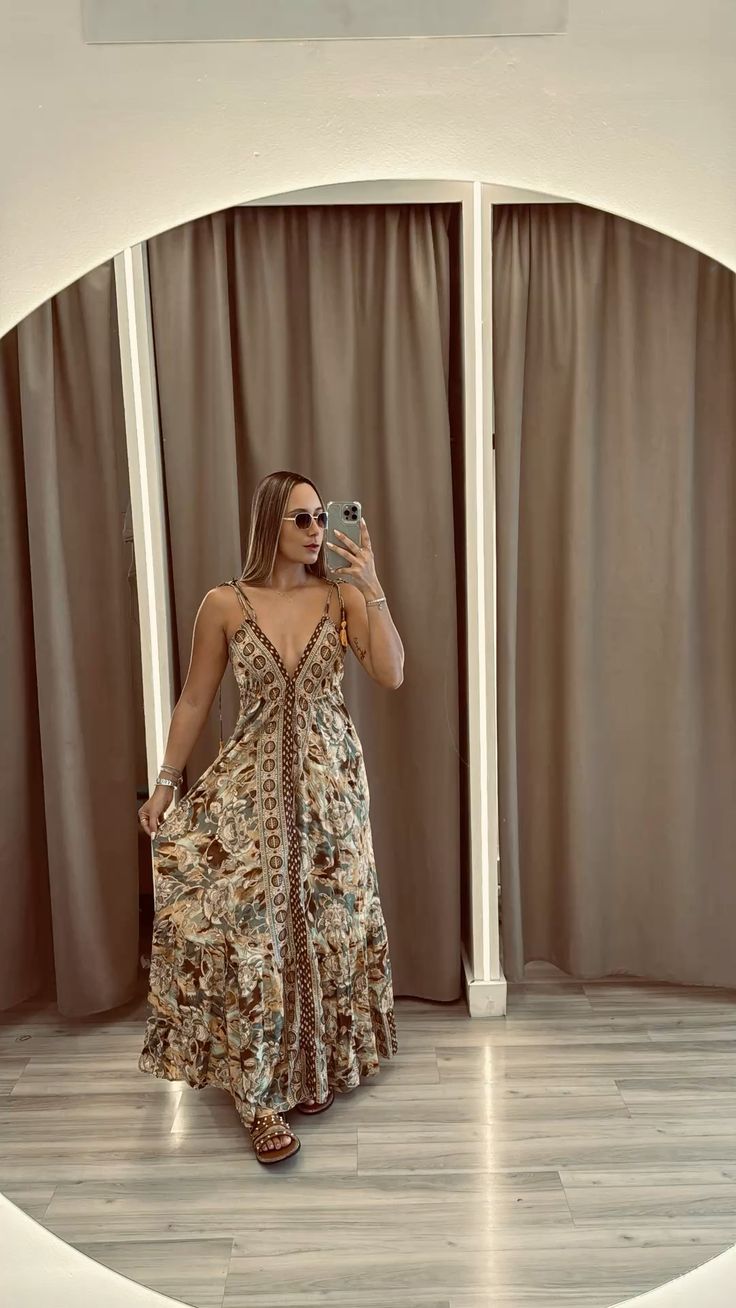 Vintage A Line Spaghetti Straps V Neck Chiffon Printing Long Prom Dress,Party Dress,Evening Dress GG2200