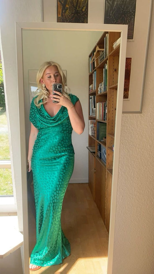 Unique Mermaid Green Satin Long Prom Dress,Party Dress,Evening Dress GG2216