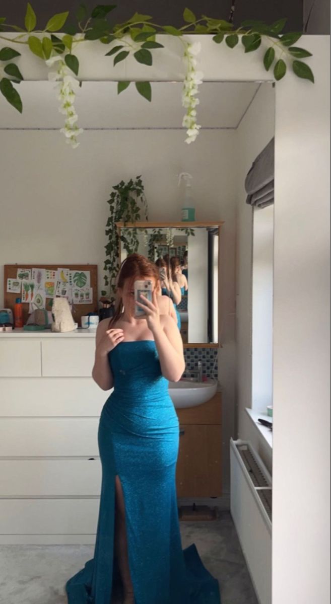 Elegant Mermaid Strapless Satin Slit Long Prom Dress,Party Dress,Evening Dress GG2219