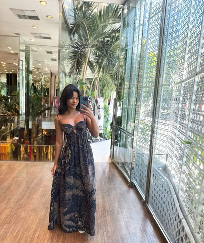 Stunning A line Spaghetti Straps Satin Printing Long Prom Dress,Party Dress,Evening Dress GG2237