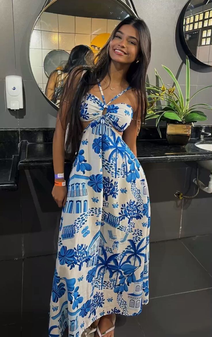 Classy A line Halter Satin Printing Long Prom Dress,Party Dress,Evening Dress GG2238