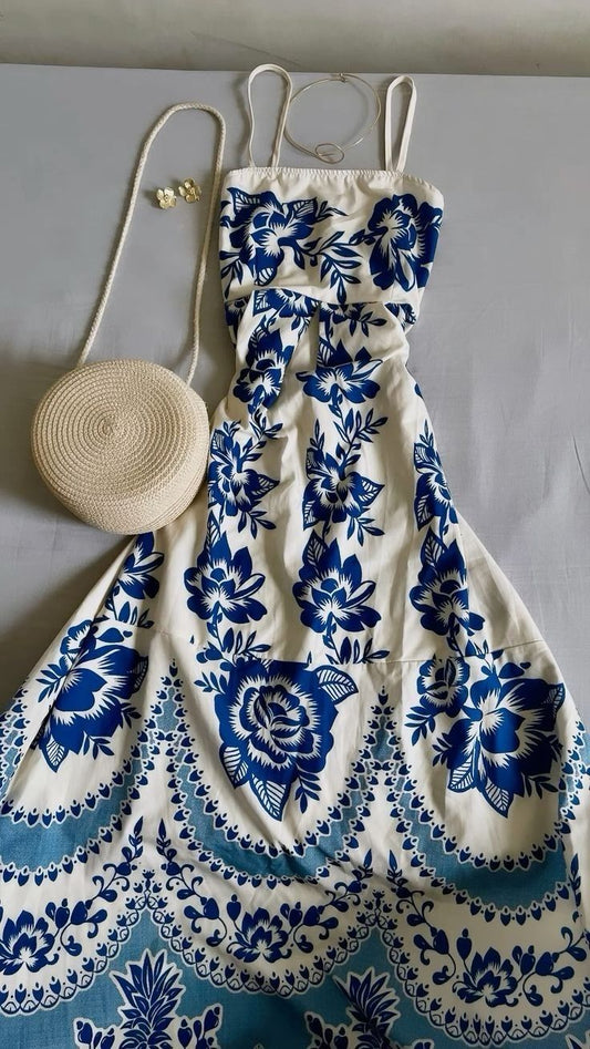 Unique A Line Spaghetti Straps Satin Printing Long Prom Dress,Party Dress,Evening Dress GG2251