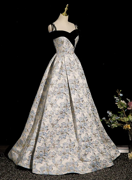 Elegant Beautiful A Line spaghetti Straps Satin Applique Sweetheart Long Prom Dress,Evening Dress GG225